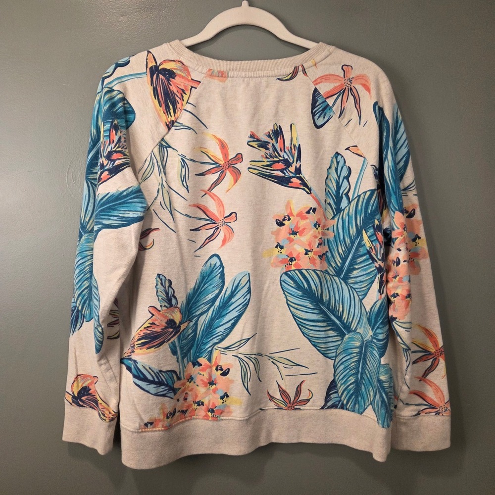 Natural Reflections Women's Tropical Floral Print Sweatshirt 100% Cotton Size M - Picture 2 of 9